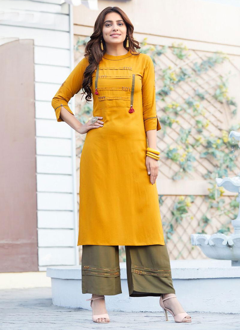 Ginni New Designer Rayon With Embriodery Work Kurti With Bottom Collection 1001-1007